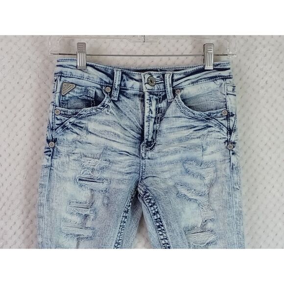 Salvage Chaos Boot Regular Fit Boys 12 Tall Destructed Denim Jeans - Picture 5 of 15